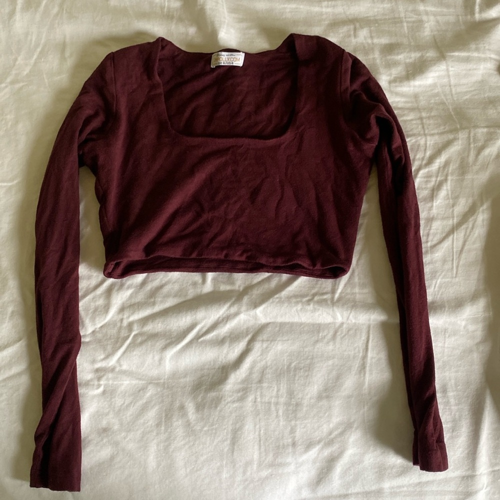 Maroon spandex long sleeve crop top size 4